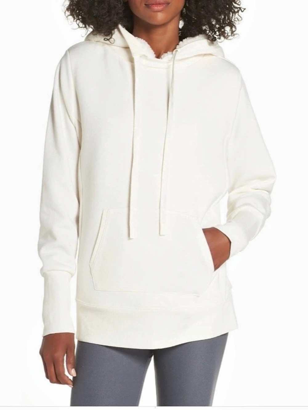 Alo Yoga Heat Up Sherpa Fleece Lined Hoodie Ivory Cream Size Medium